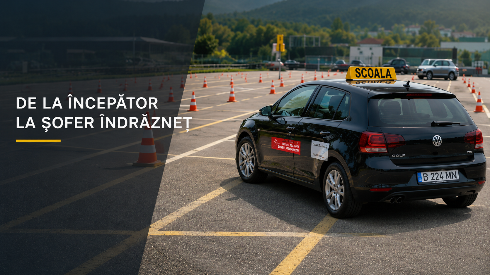 Banner Auto Minda despre trecerea de la cursant începător la șofer pregătit